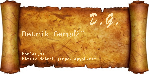 Detrik Gergő névjegykártya